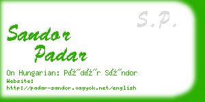 sandor padar business card